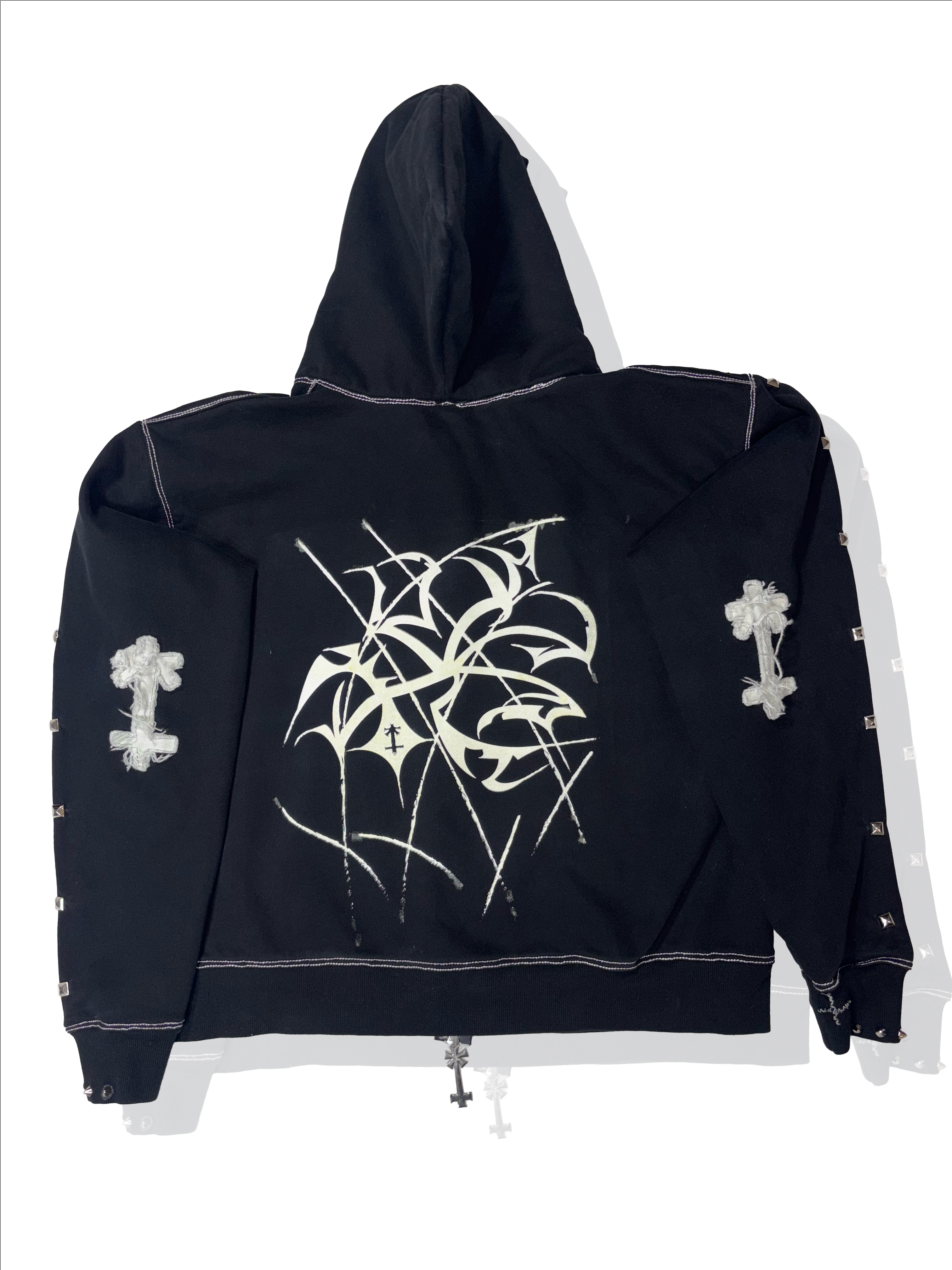 Black and White “CYBER NSC” Bagg Hoodie ( glow in the dark)