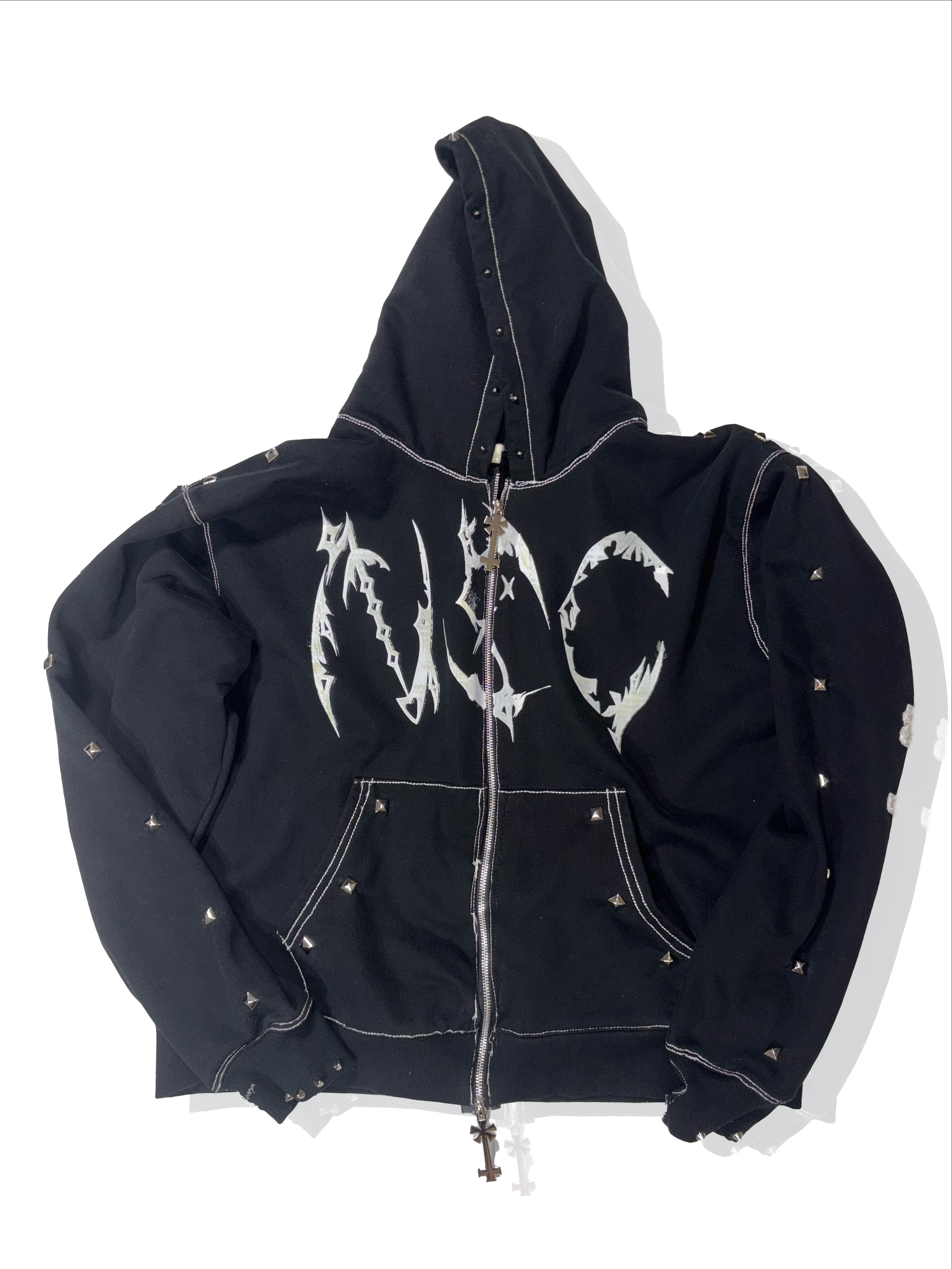 Black and White “CYBER NSC” Bagg Hoodie ( glow in the dark)