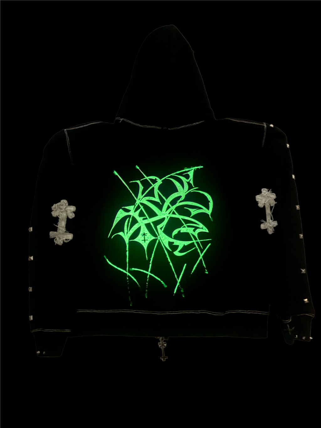 Black and White “CYBER NSC” Bagg Hoodie ( glow in the dark)