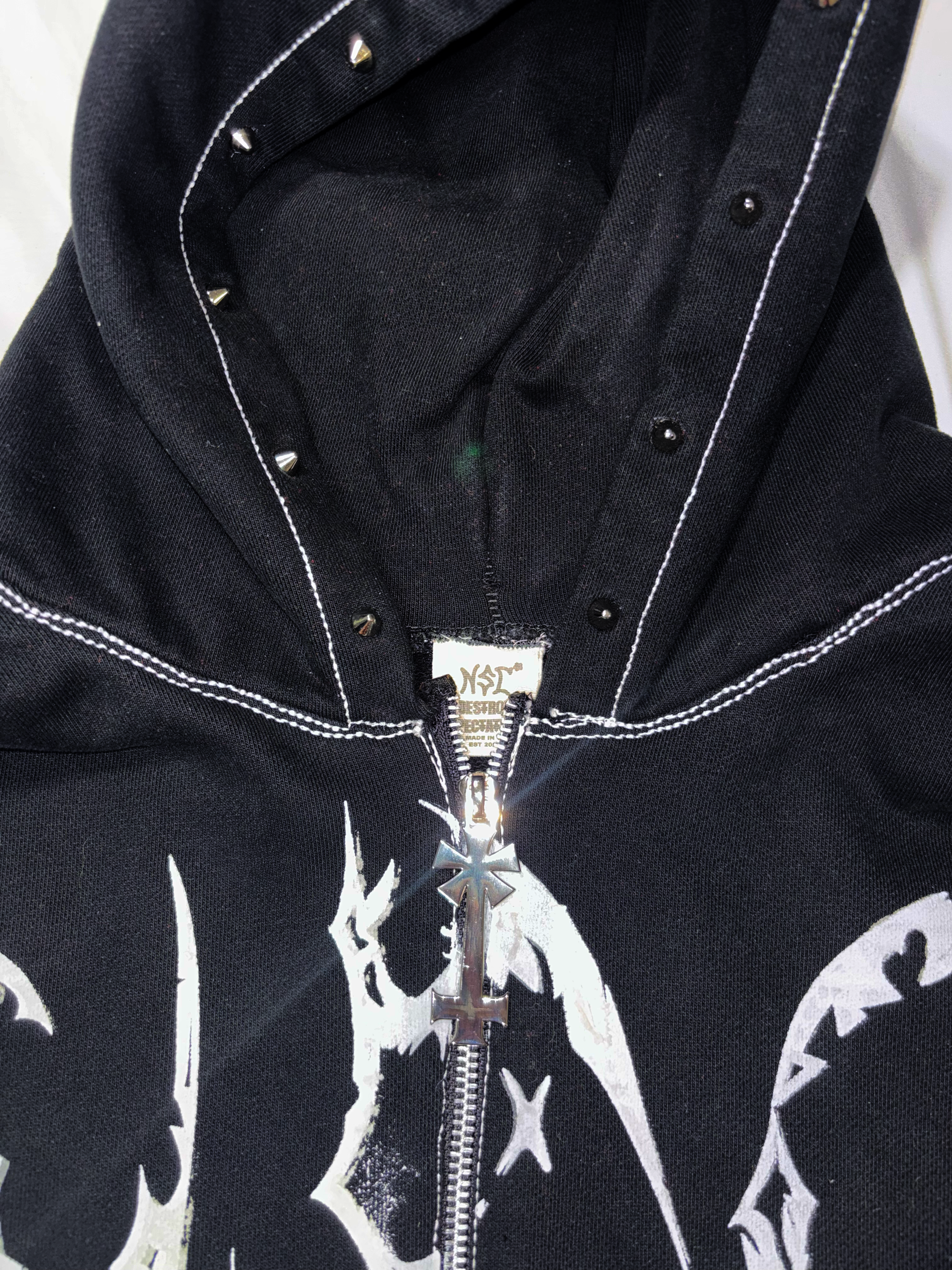 Black and White “CYBER NSC” Bagg Hoodie ( glow in the dark)